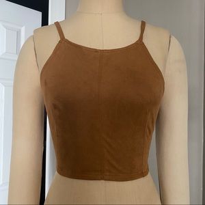BROWN SUEDE STRAPPY TANK
